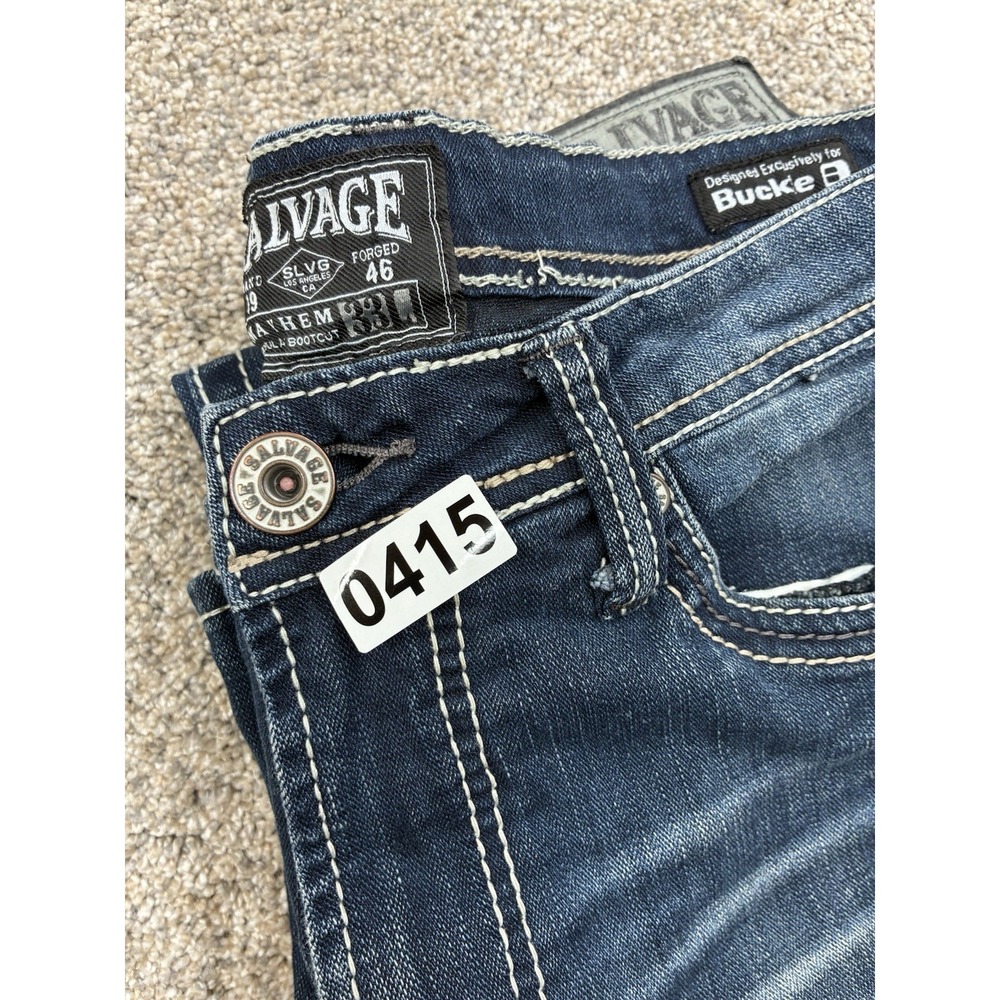 SALVAGE MAYHEM BUCKLE ‎ SLVG Regular Boot Cut Denim Blue Jeans 33L #0415 - Picture 13 of 13